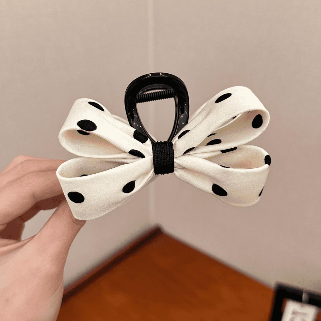 Высококачественная заколка-краб для волос с бантом в горошек для женщин, элегантный зажим-акула, заколка для высокого хвоста, заколка для затылка