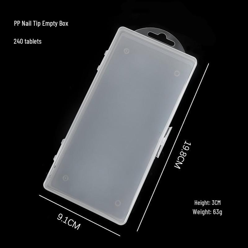 Полупрозрачный кейс для хранения типсов для нейл-арта, 240 штук с плоским дном - Вмещает 120 типсов для наращивания ногтей