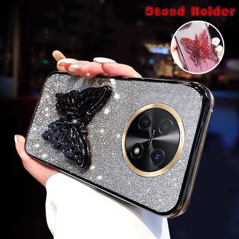 For Huawei Nova 15 Max Case with Cute Butterfly Stand Luxury Slim Gradient Clear Plating Glitter Girls for Huawei Nova15 Max Back Cover