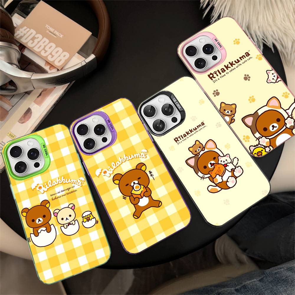 Rilakkuma Relaxed Bear Phone Cover For IPhone 16 15 14 13 12 11 17 Pro Max Plus Color Silver Shell