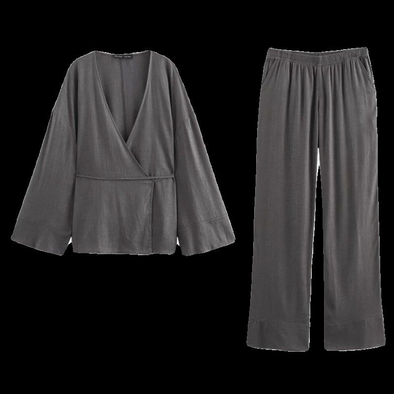 Fashion Style 2024 Summer New Arrival Women's Clothing Texture Double Breasted Kimono Coat Straight-Leg Pants 5427743 922