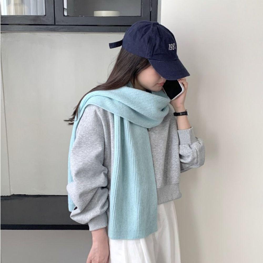 Simple Winter Cashmere Scarf Solid Color Women Scarves Shawl Casual Wool Knitted Scarf Gifts