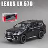 1/32 Scale Lexus LX570 Off-Road Alloy Diecast Car Model, Pull Back Metal Vehicle Toy with Sound and Light 6 Open Doors for Kids Adults Gift Collection