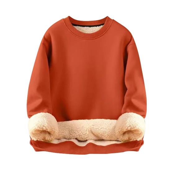 Мужская зимняя толстовка с флисовой подкладкой, термоизоляция, O-образный вырез, чистый цвет, большой размер с резинкой