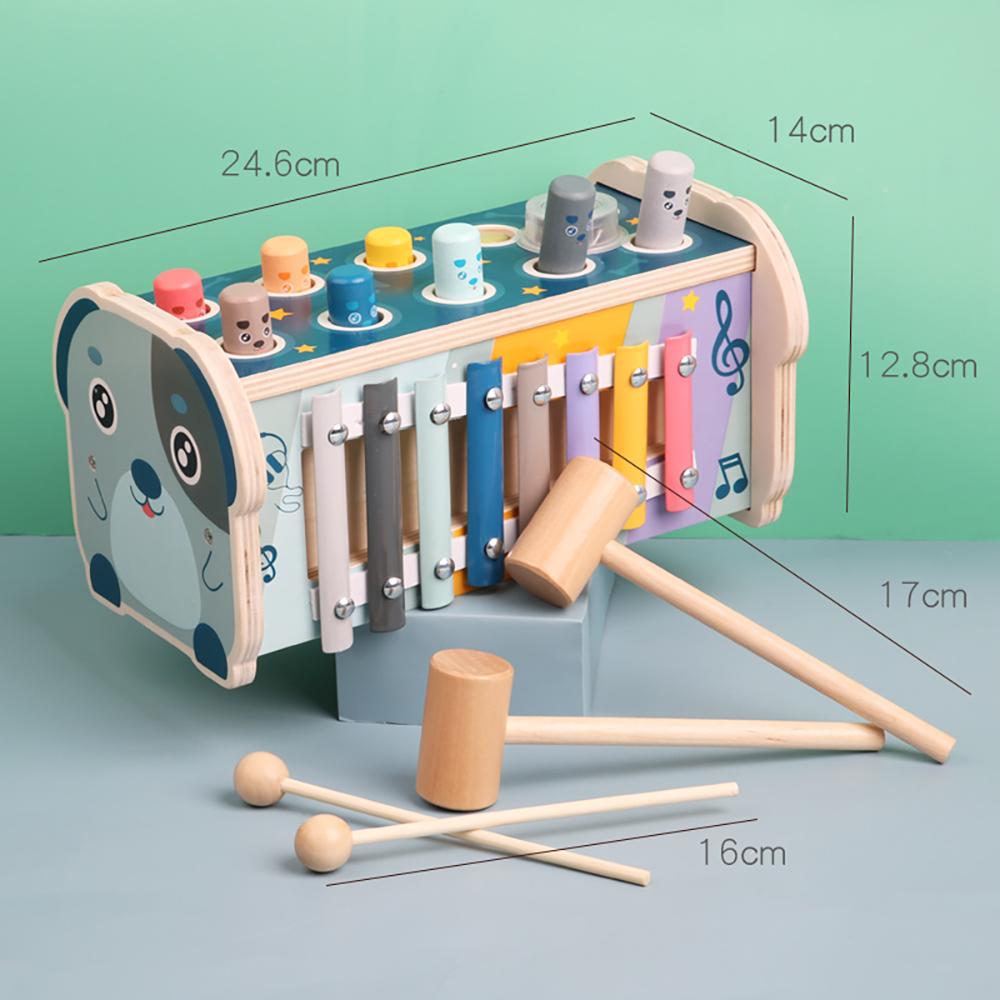 Wooden Hammering Pounding Toy Montessori Early Development Toy with Pounding Bench  Xylophone Number Sorting Maze Gifts for Kids