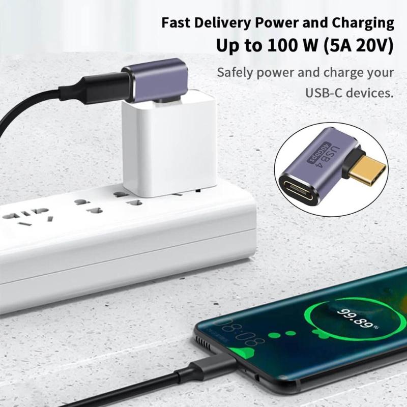 Упаковка из 6 шт. адаптеров-переходников USB4 Type C, преобразователь USB C с поддержкой быстрой зарядки 100 Вт и скорости передачи данных 40 Гбит/с