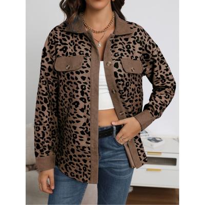 Женская осенняя куртка на пуговицах с принтом и лацканами, свободного кроя, элегантное и стильное пальто