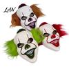 Theatrical Horror Mask Halloween Short Hair Clown Mask, Scary Joker Full Face Breathable Cosplay for Masquerade Party Costume Props