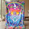 Rainbow Leopard Roses Bow Theme blanket Lightweight Warm Flannel Blanket Decorative Throw Blanket for Home Decoration