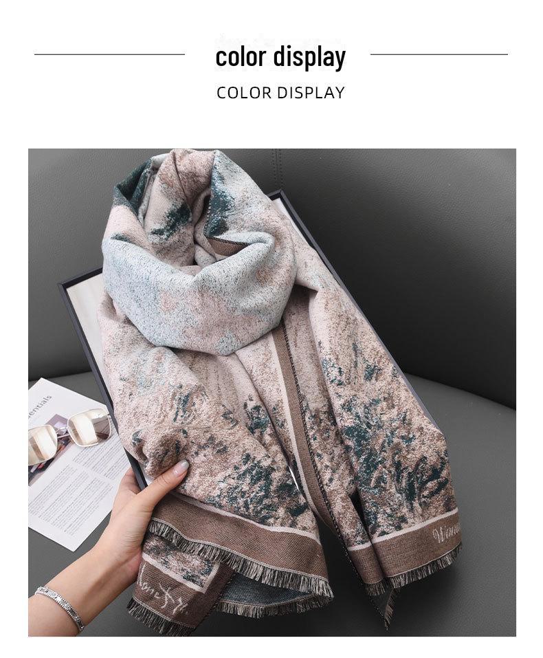 Elegant Umbrella Pattern Imitation Cashmere Scarf for Women - High-End Style and Warmth