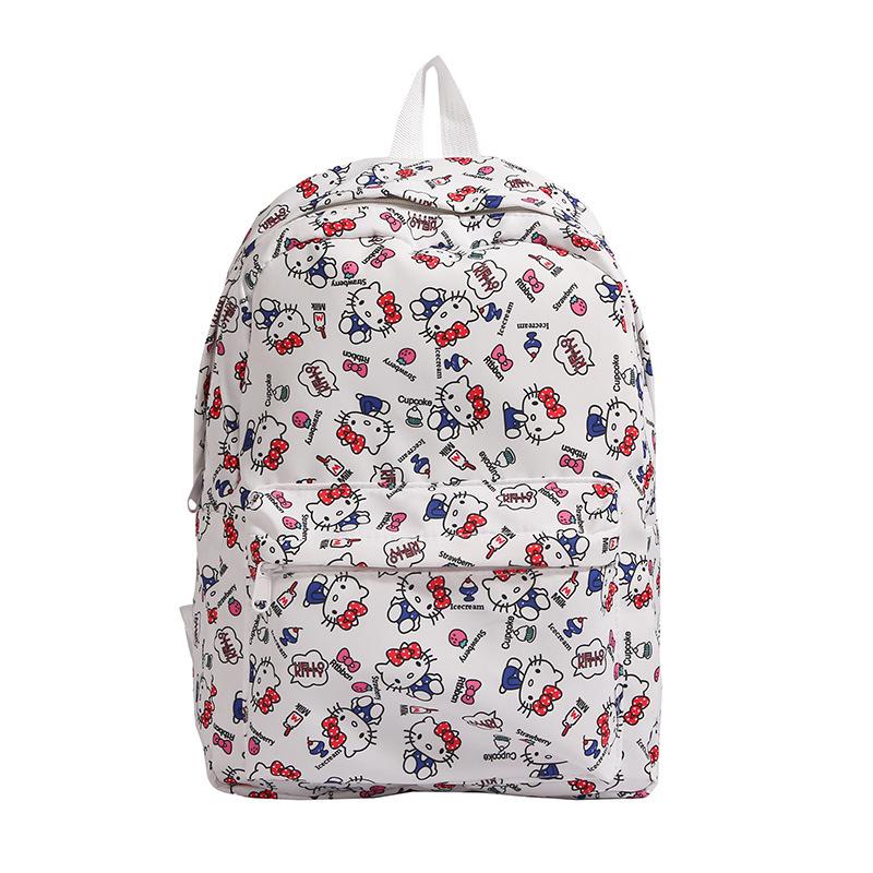 Schoolbag New Large Capacity School Bag Junior High School Girls High School Backpack Female Cute Hello Kitty Lightweight Travel Backpack