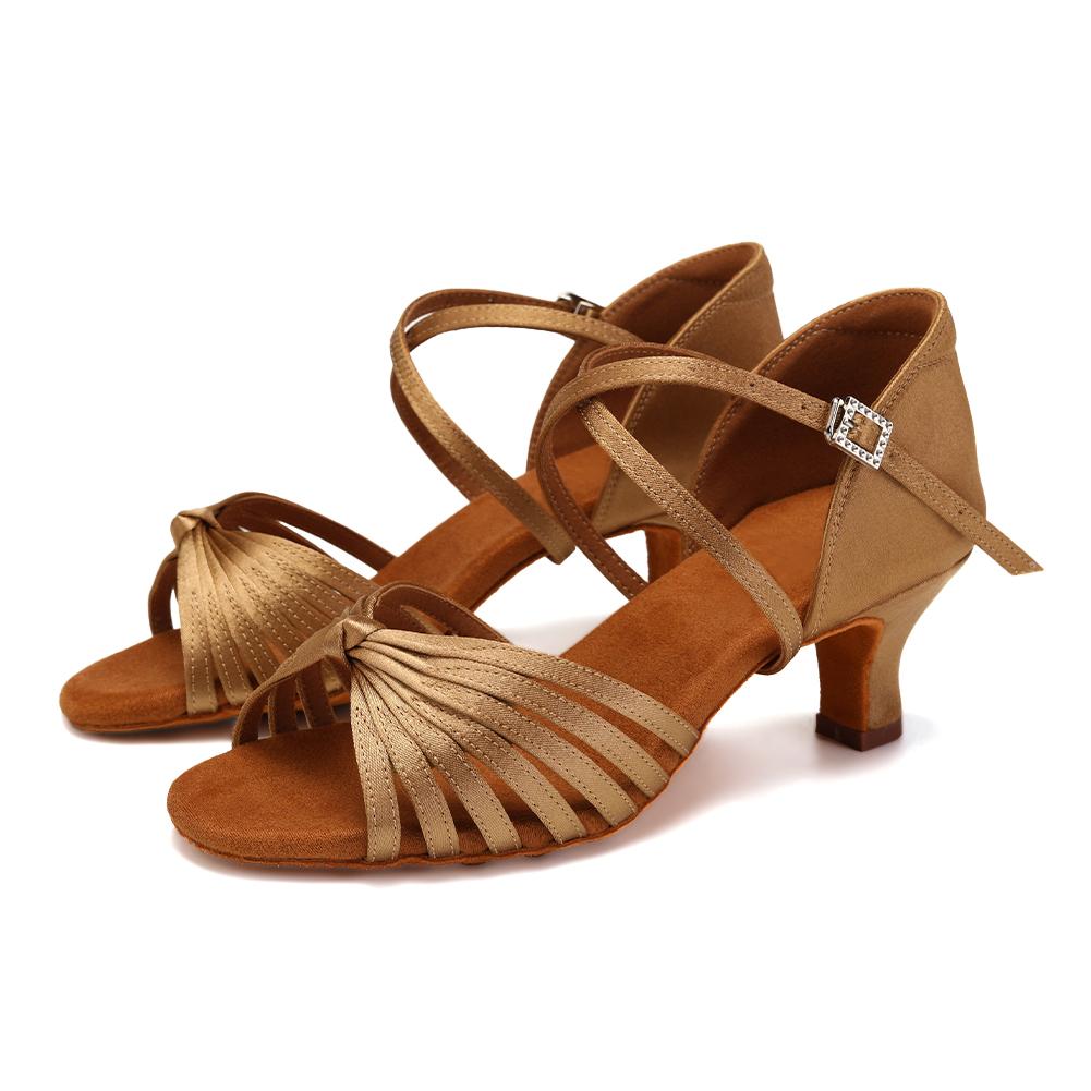 Атласные туфли для латиноамериканских танцев для женщин и девочек, с мягкой подошвой, для дам, танго, сальсы, бальных танцев, для вечеринок, для помещений, на каблуке 5,5 см
