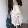 Кружевная асимметричная юбка Fairycore, женская винтажная Y2K Boho, эстетичная модная юбка средней длины с высокой талией, женские праздничные наряды