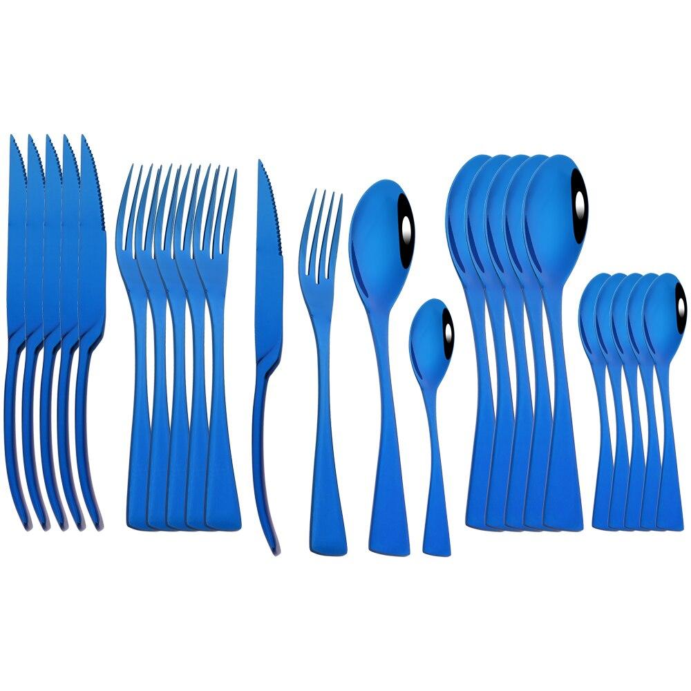 24 шт. золотой набор столовых приборов, набор столовых приборов из блестящей нержавеющей стали, нож для стейка, вилка, кофейная ложка, набор столовых приборов в западном стиле, кухонные столовые приборы