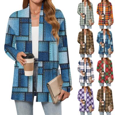 Женский рождественский кардиган с принтом, легкий, с длинными рукавами, повседневный, свободного кроя, тонкий, с карманами, куртка-кардиган