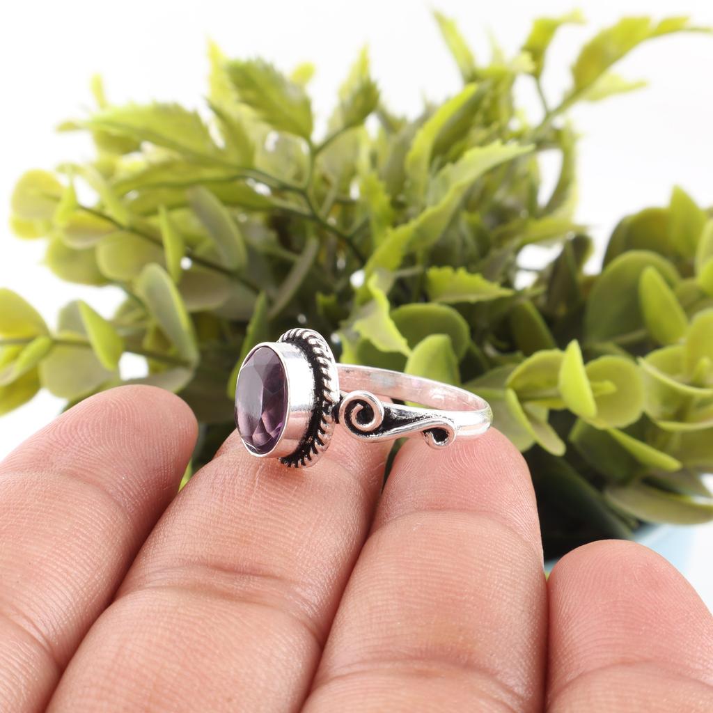African Amethyst Ring, 925 Solid Sterling Silver Gemstone Jewelry, Handmade Ring, For Thanksgiving Gift
