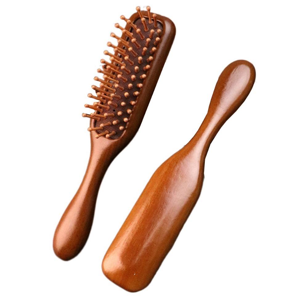 Антистатическая деревянная массажная расческа для кожи головы, расслабляющая, с широкими зубьями, с пневмоподушкой, щетка для волос, утолщенная, удобная, сандаловое дерево, массажер для кожи головы