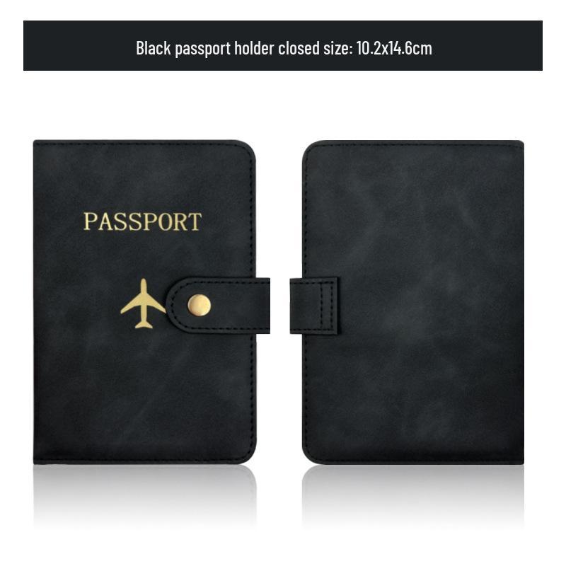 Leather Passport Holder Set with Cross-border Hot Stamping and Hardware Buckle