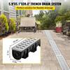 Trench Drain System, Channel Drain with Metal Grate, 150x130 mm HDPE Drainage Trench, Black Plastic Garage Floor Drain, 3x39 Trench Drain Grate, with