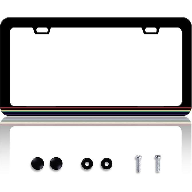 Black White Camouflage License Plate Frame Branches Trunks Camo License Plate Frames Personalise Stainless Steel Funny Design Compatible With