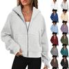 Women's Hoodies Long Sleeve Casual Full Zipper Sweatshirts Thumb Hole Sweatshirts Coat Jackets With Pockets
