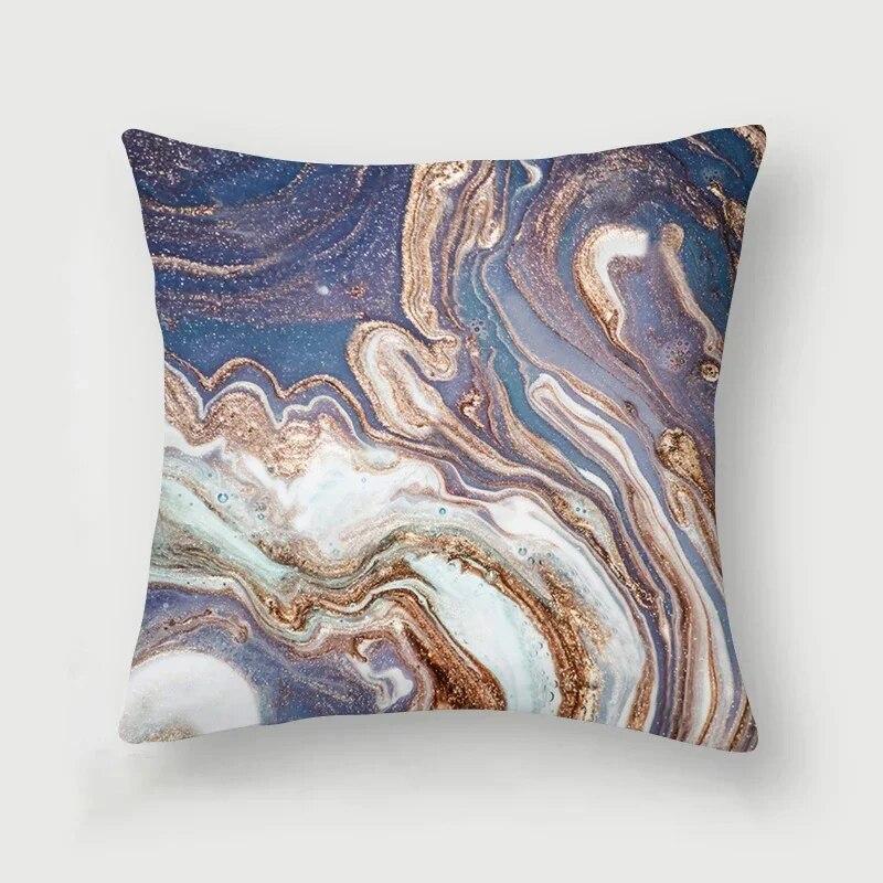 Nordic Blue Marble Polyester Pillowcase Sea Rock Texture Bedside Sofa Chair Throw Pillow Cushion Cover Home Decor