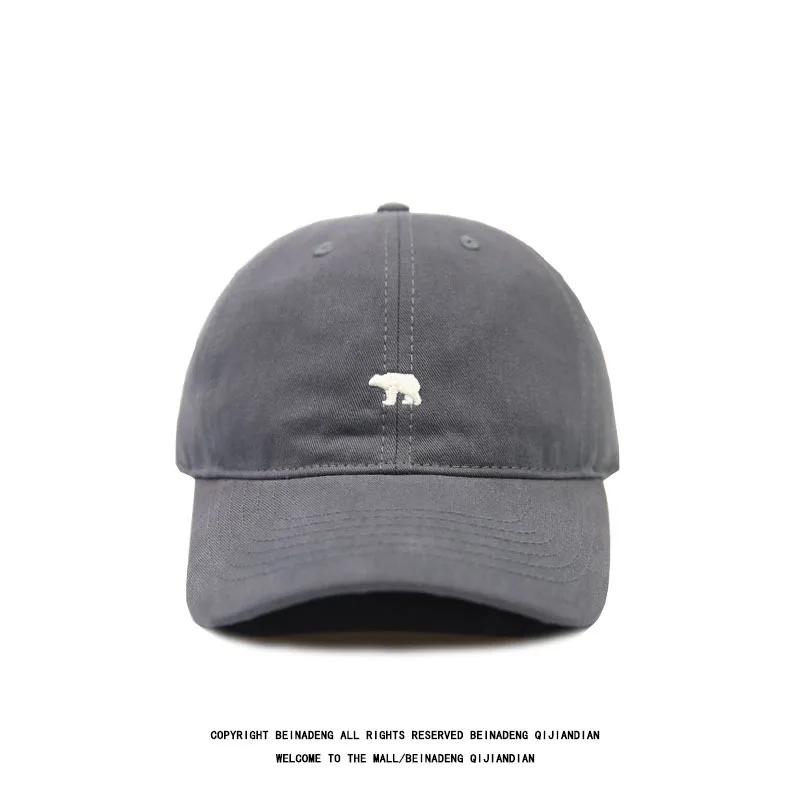 Fashion Baseball Cap for Women and Men Embroidery Polar Bear Hip Hop Snapback Caps Cotton Sun Hats Unisex Solid Color Visor Hats
