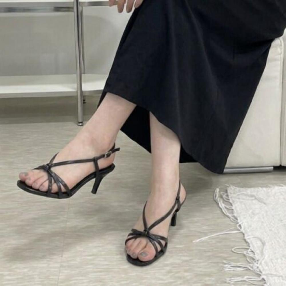 Melting Brown Women Casual Knot Strap Sandal Heel 3 Colors