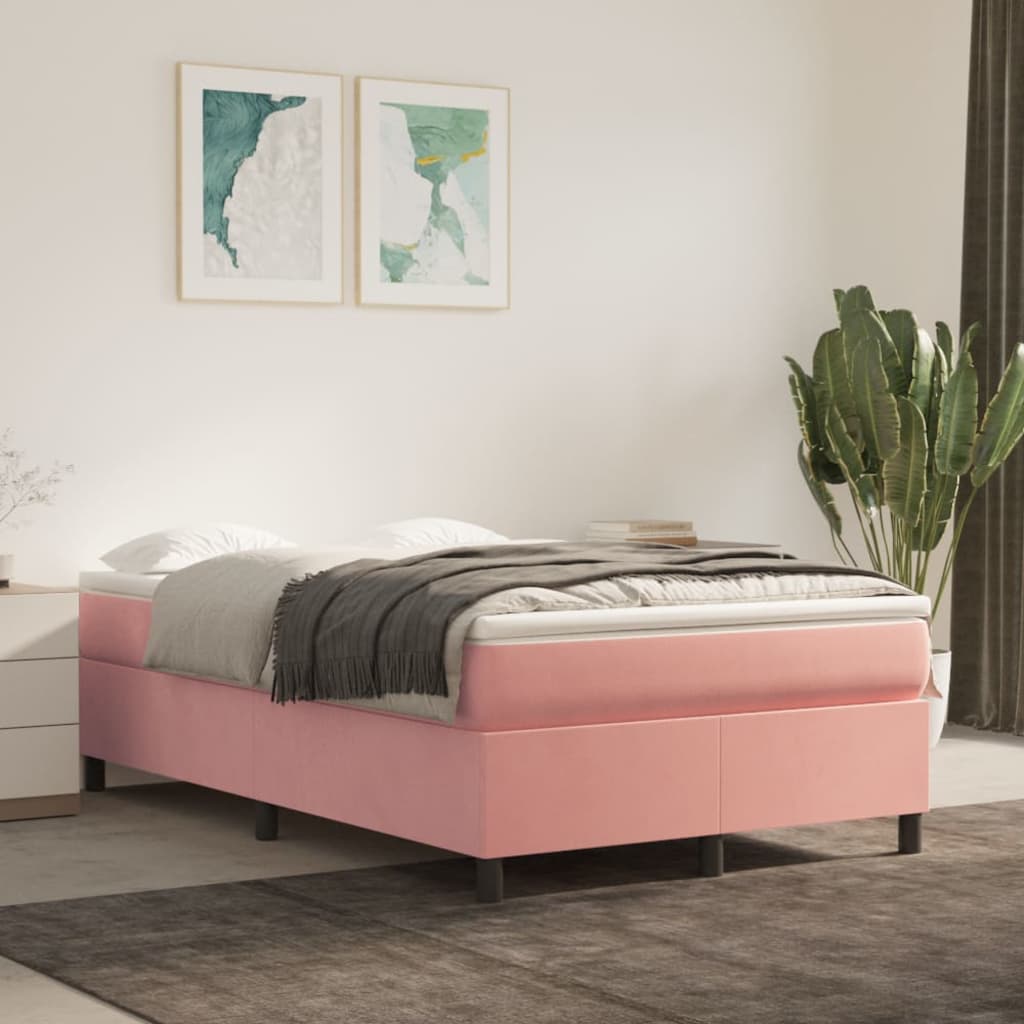 Box Spring Bed with Mattress Pink 120 x 200 cm Velvet
