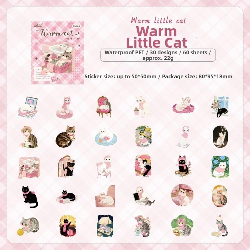 Cute Cartoon Style Stationery Stickers 60 Sheets Kitten Holiday Pet Stickers Scrapbooking