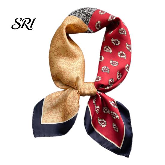 Work Scarf Silky Paisley Printing Smooth Texture Wrinkle-Resistant Windproof Breathable Fabric Imitation Silk Commuting Business Layering Neck