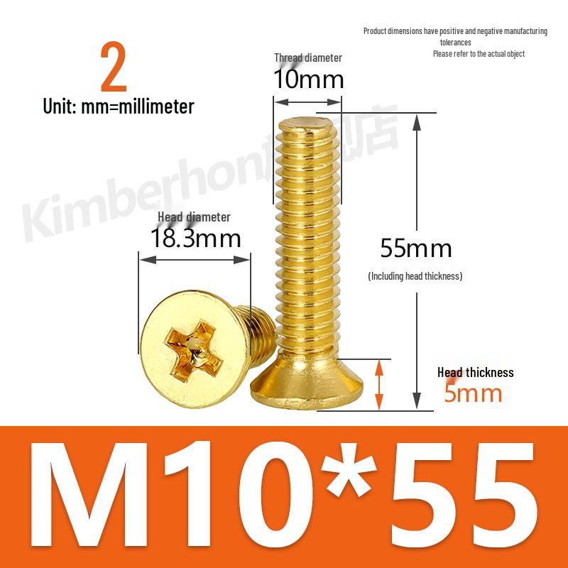 Машинные винты с потайной головкой под крестовый шлиц из меди, размеры M2–M4, длина 6/8/10/12 мм