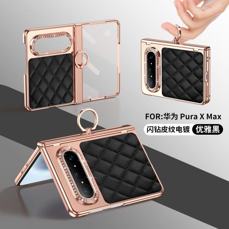Luxury Quilted PU Leather Texture Phone Case With Kickstand Ring Pura X Max Foldable Smartphone