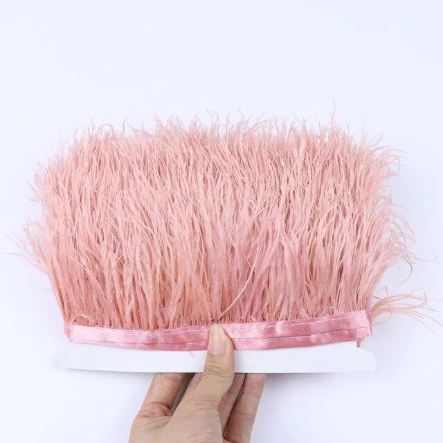 Цветная страусиная отделка 6-8 см, 1 м, 5 м, 10 м для поделок, свадебное платье, украшение одежды, лента с бахромой из перьев, отделка для шитья Flecos