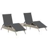 VidaXL Chaises longues lot de 2 avec table gris clair résine tressée, transat, lit de repos de jardin, meuble d'extérieur, 4002715