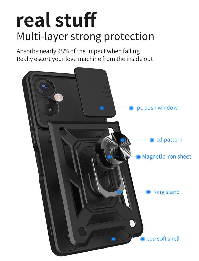 Для Tecno Spark 8C 9 чехол Slide Lens Armor телефон чехол для Tecno Spark Go 2022 Spark 8 9 Pro автомобильный магнитный держатель кольцо задняя крышка