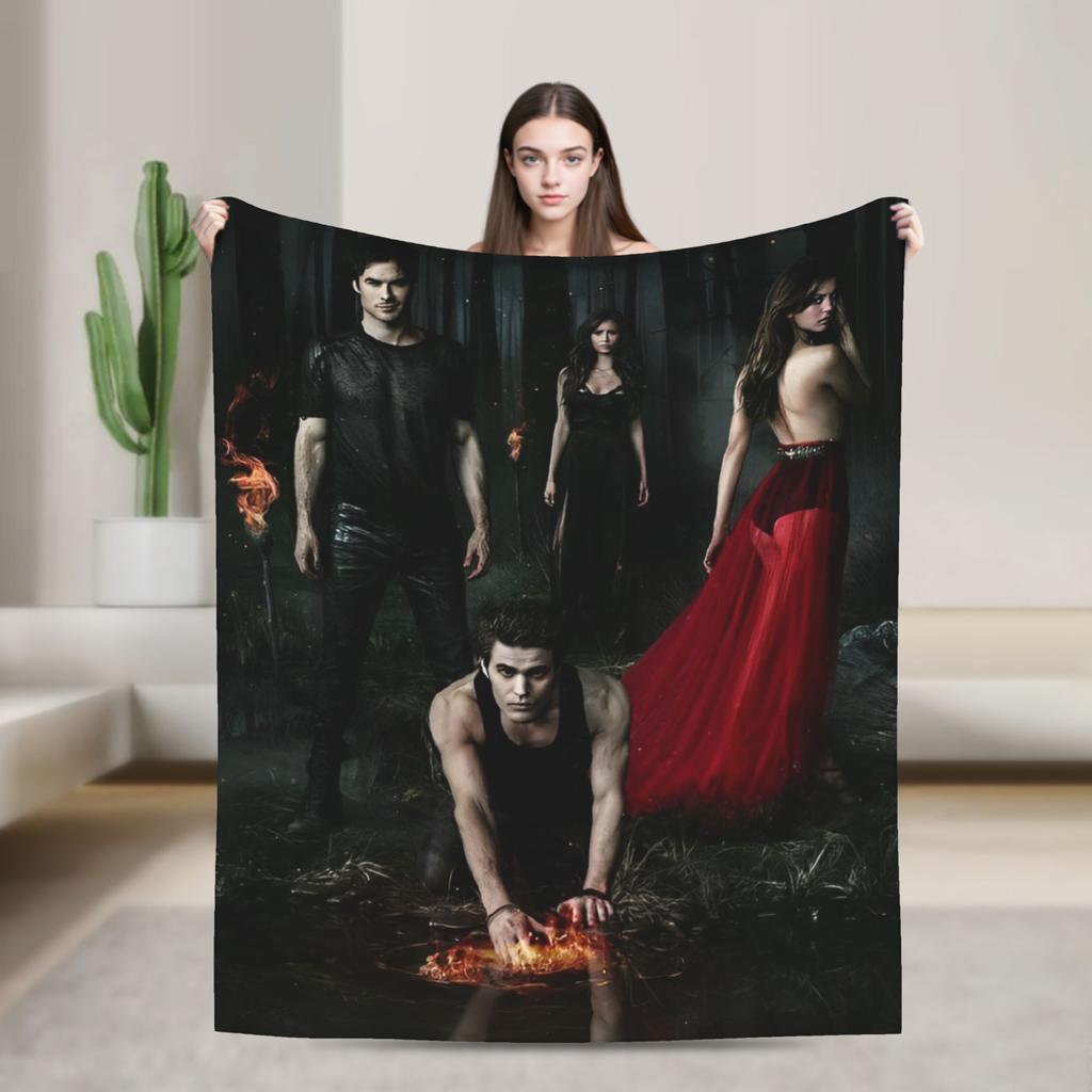 The Vampire Diaries Damon salvatore Blanket Print Plush Throw Blanket For Home Decor Travel Office Flannel Bedspread Bed Cover