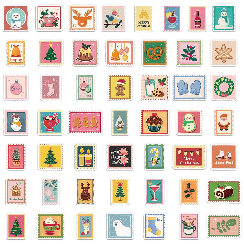 50PCS Stamps Christmas Cartoon Fun Stickers DIY Wallet Scrapbook Phone Case Laptop Tablet Decoration Stickers