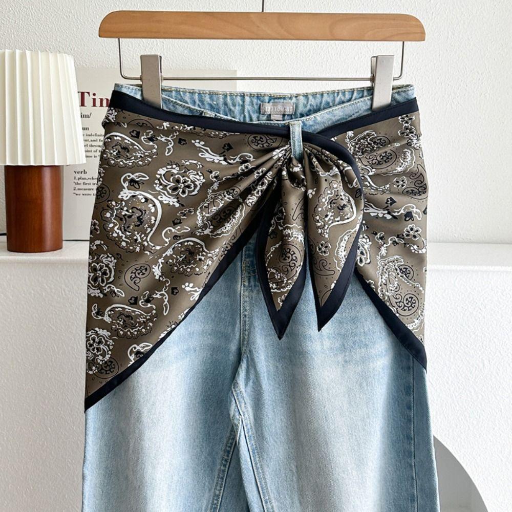Satin Silk Scarf Ethnic Style Shirt Extender Fashion Jeans Waist Accessory Jeans Waist