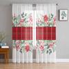 Christmas Plants Leaves Berries Flowers Sheer Curtains Modern Gauze Curtain for Living Room Bedroom Voile Yarn Curtains