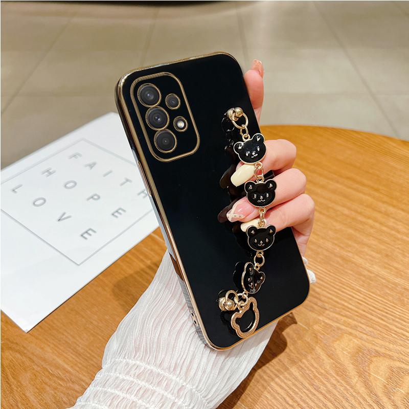 Силиконовый чехол для телефона с держателем браслета «Медведь» для Samsung Galaxy A53 A73 A33 A52 A52s A72 A32 4G 5G A51 A71 A12 A31 A21S Fe, защитный чехол