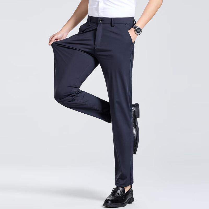 Мужские эластичные брюки прямого кроя в стиле business casual