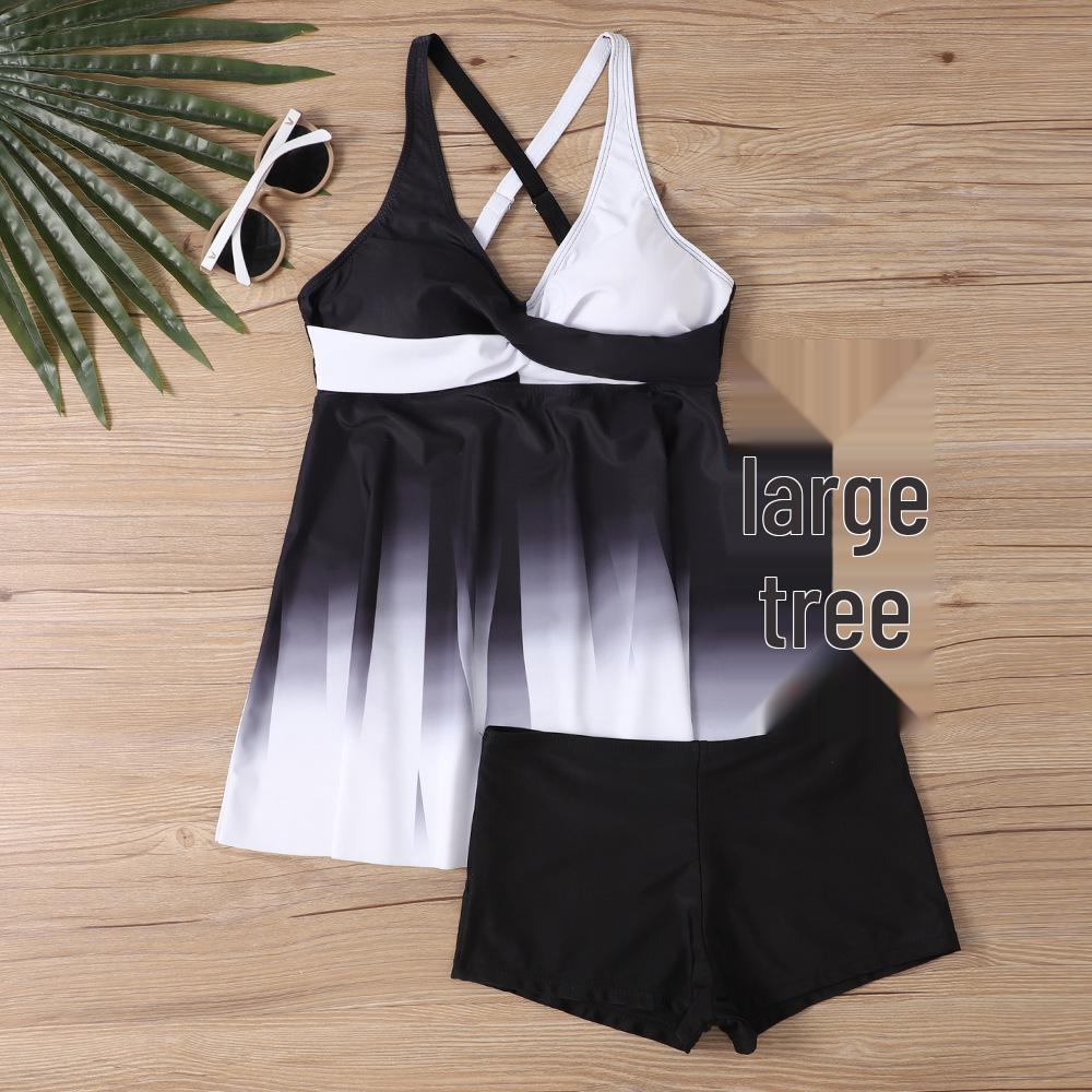 2025 Colorful Print Plus Size Tankini: Loose, Tummy-Covering, Conservative Swimsuit