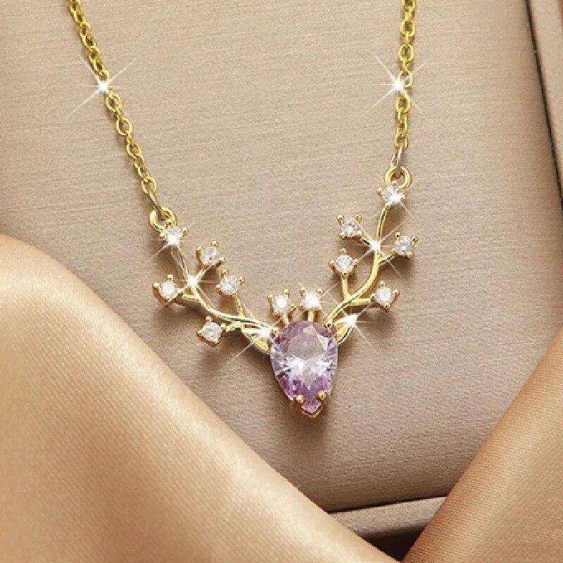 1 Pcs Light Luxury Cool Wind Long Series Gold Plated Copper Pendant With Stainless Steel Chain Combination Of Necklaces