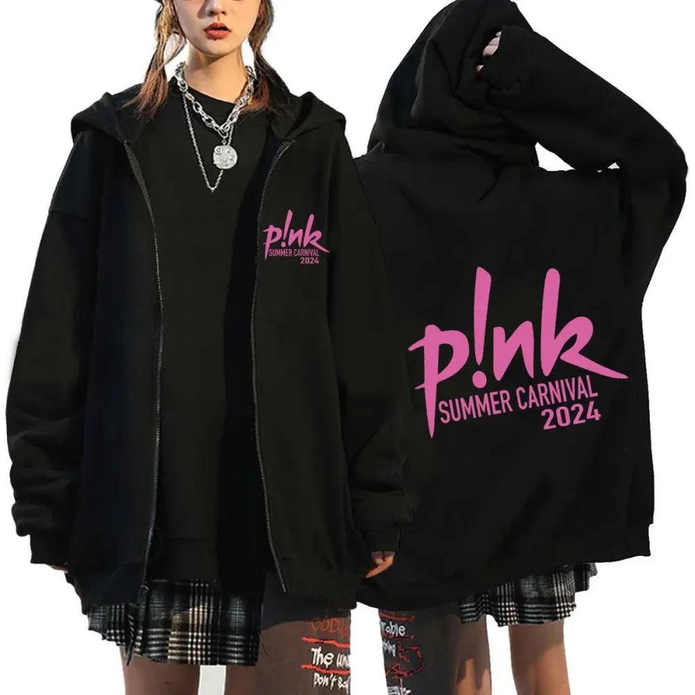 P!nk Pink Singer Zipper Jackets Harajuku Zip Up Hoodie Y2K Tops Coat Pullover P!nk Trustfall Album Concert Fans Gift Sweatshirts