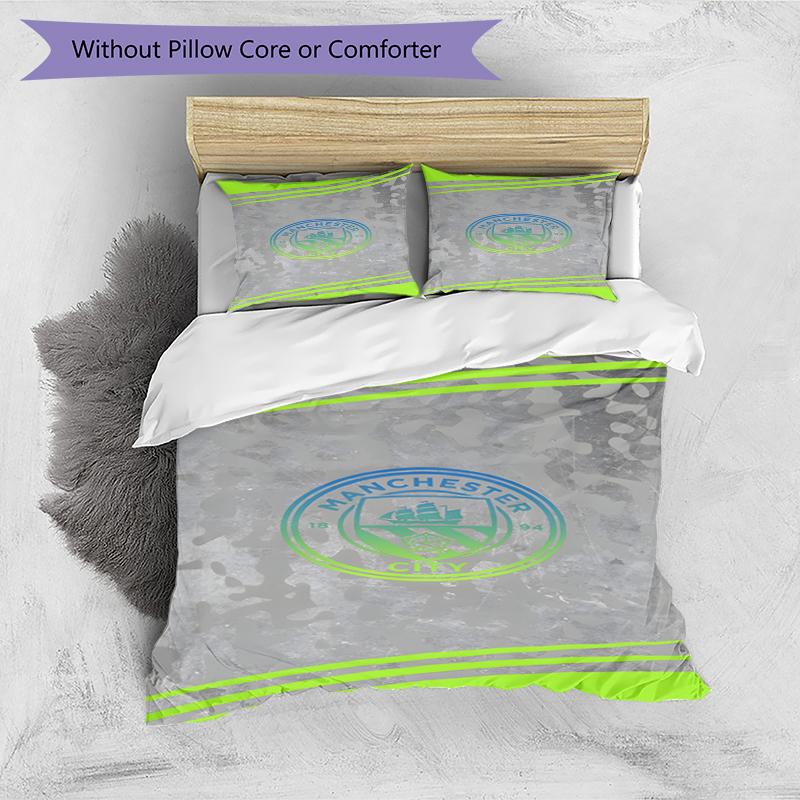 3pcs Duvet Cover Set (1*Duvet Cover + 2*Pillowcase, Without Core),Manchester City FC Print Bedding Set, Bedroom Decor, All‑Season, Birthday Gift