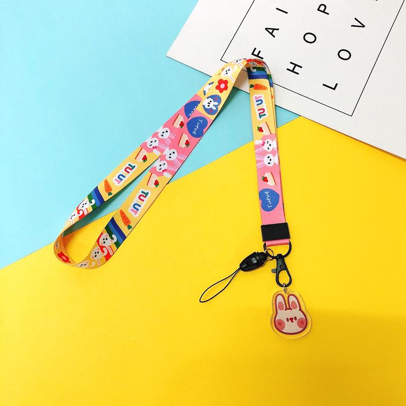 Cartoon Mobile Phone Lanyard, Cute Pendant, Wide And Flat Braided Belt, Lanyard, Key, Badge, Card Cover, Neck Lanyard.