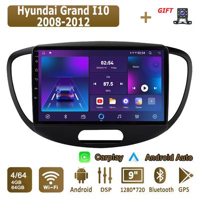Android Carplay автомобильное радио для Hyundai Grand I10 2008-2012 мультимедийный проигрыватель головное устройство стерео GPS навигация BT WIFI 4+64 ГБ