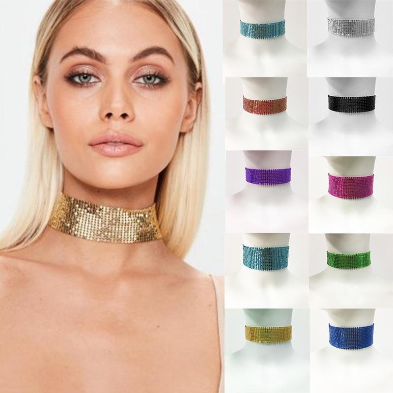 Модный орнамент чокер преувеличенное ожерелье хип-хоп пайетки панк-метал