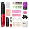 EZ Tattoo Kit - набор для тату-машинки, 6 штрихов, 2,0–3,3 мм, перманентный макияж, машинка для татуировки, ручка, включает в себя дополнительный аккумулятор емкостью 1000 мАч, красный